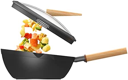 WACETOG Frying Pan with Lid Nonstick Skillet 11 Inch Wok Pan with Flat  Bottom Woks & Stir-fry Pans for Electric, Induction and Gas Stoves